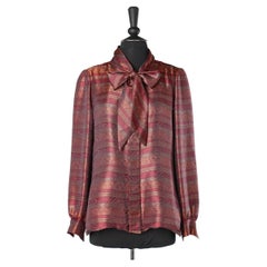 Seidenjacquard-Hemd aus Seide mit Schleifenkragen von Chanel Couture