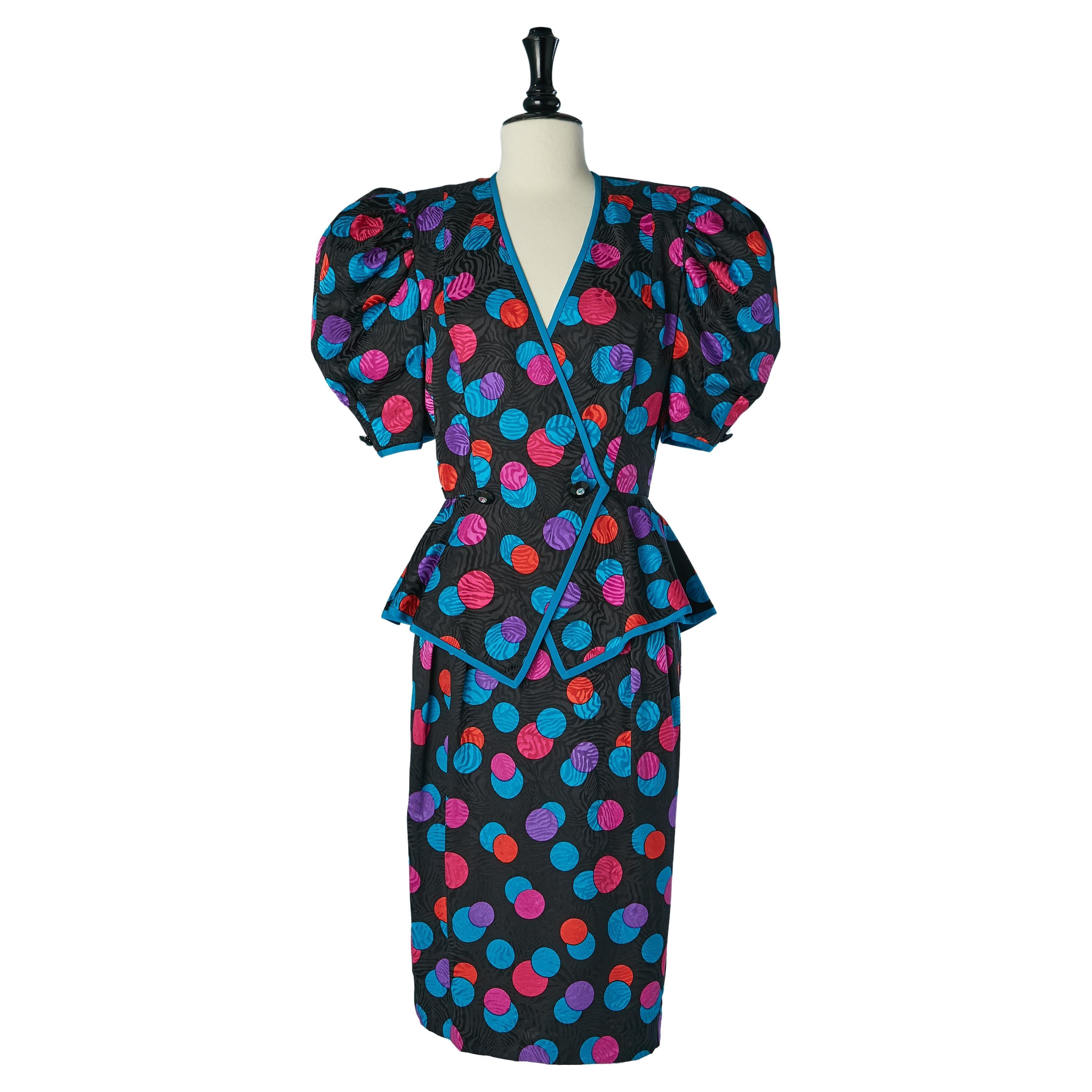 Rock aus Seidenjacquard mit Polka-Dot-Print AJ BARI im Angebot