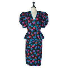 Abito con gonna in seta jacquard con stampa a pois AJ BARI