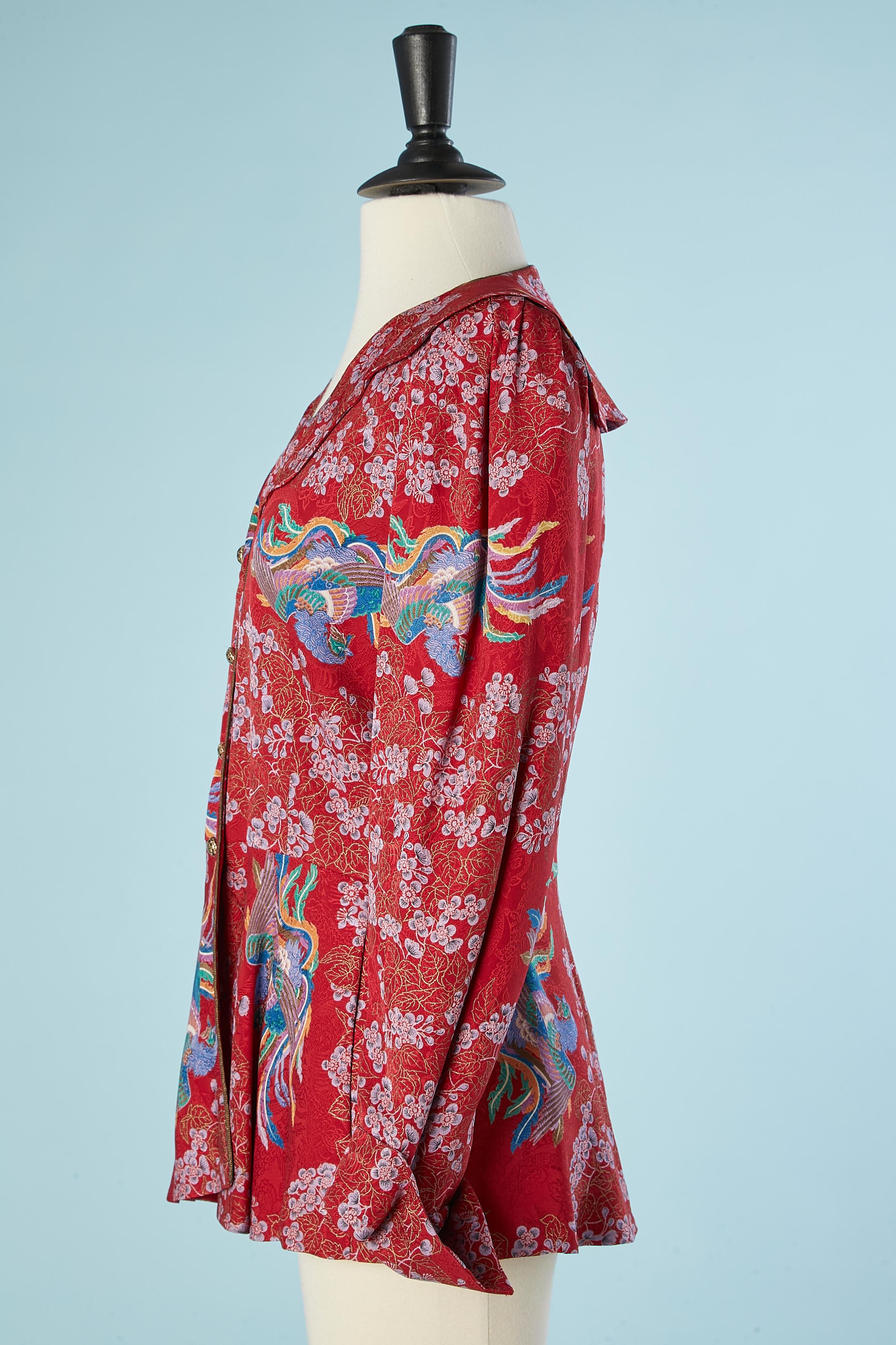 Silk jacquard with chinese inspiration print Emanuel Ungaro Parallèle  In Excellent Condition In Saint-Ouen-Sur-Seine, FR