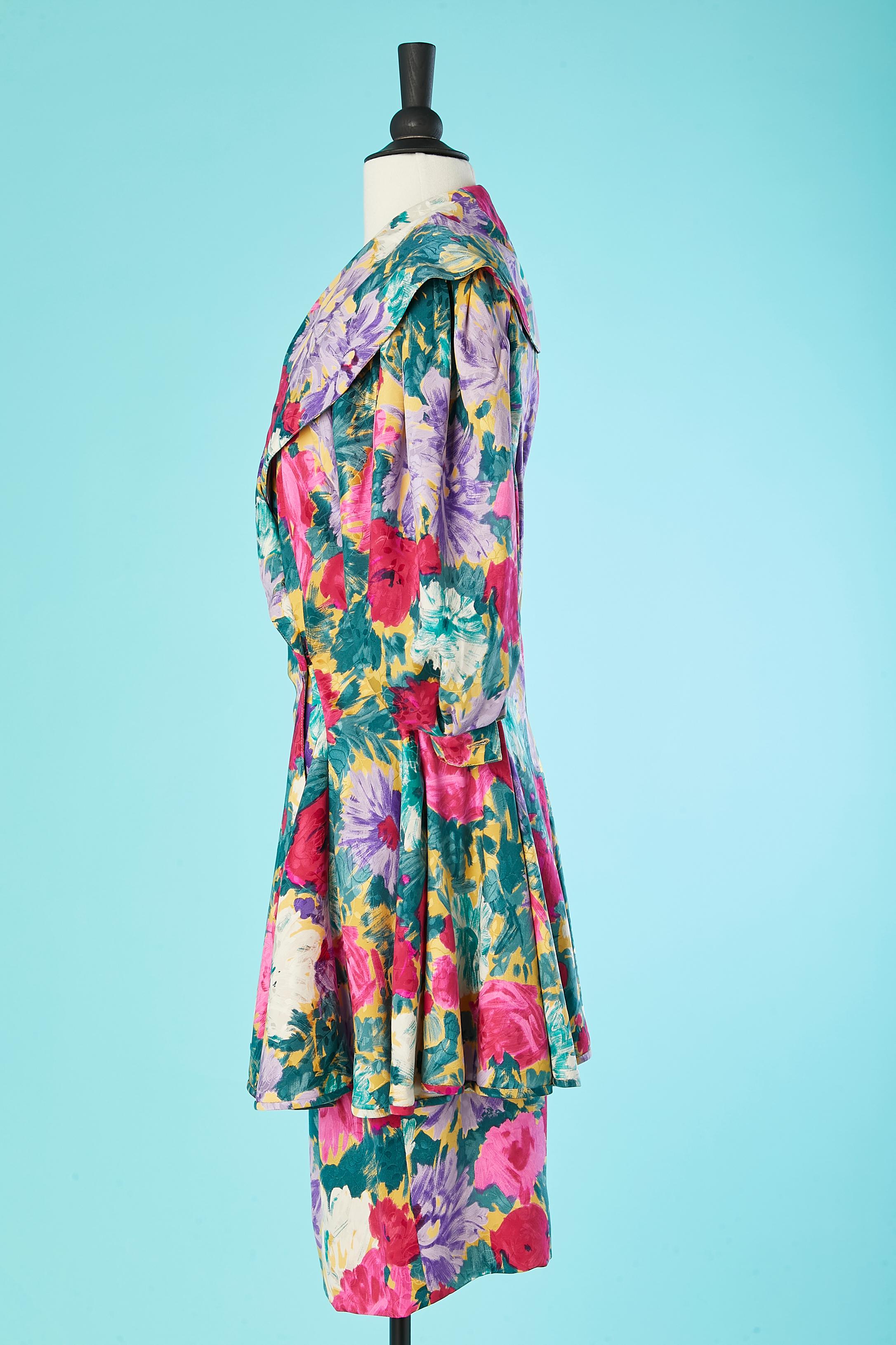 Women's Silk jacquard with flower print skirt-suit ensemble Emanuel Ungaro Parallèle  For Sale