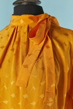 Silk jacquard yellow shirt with asymmetrical bow-tie Saint Laurent Rive Gauche