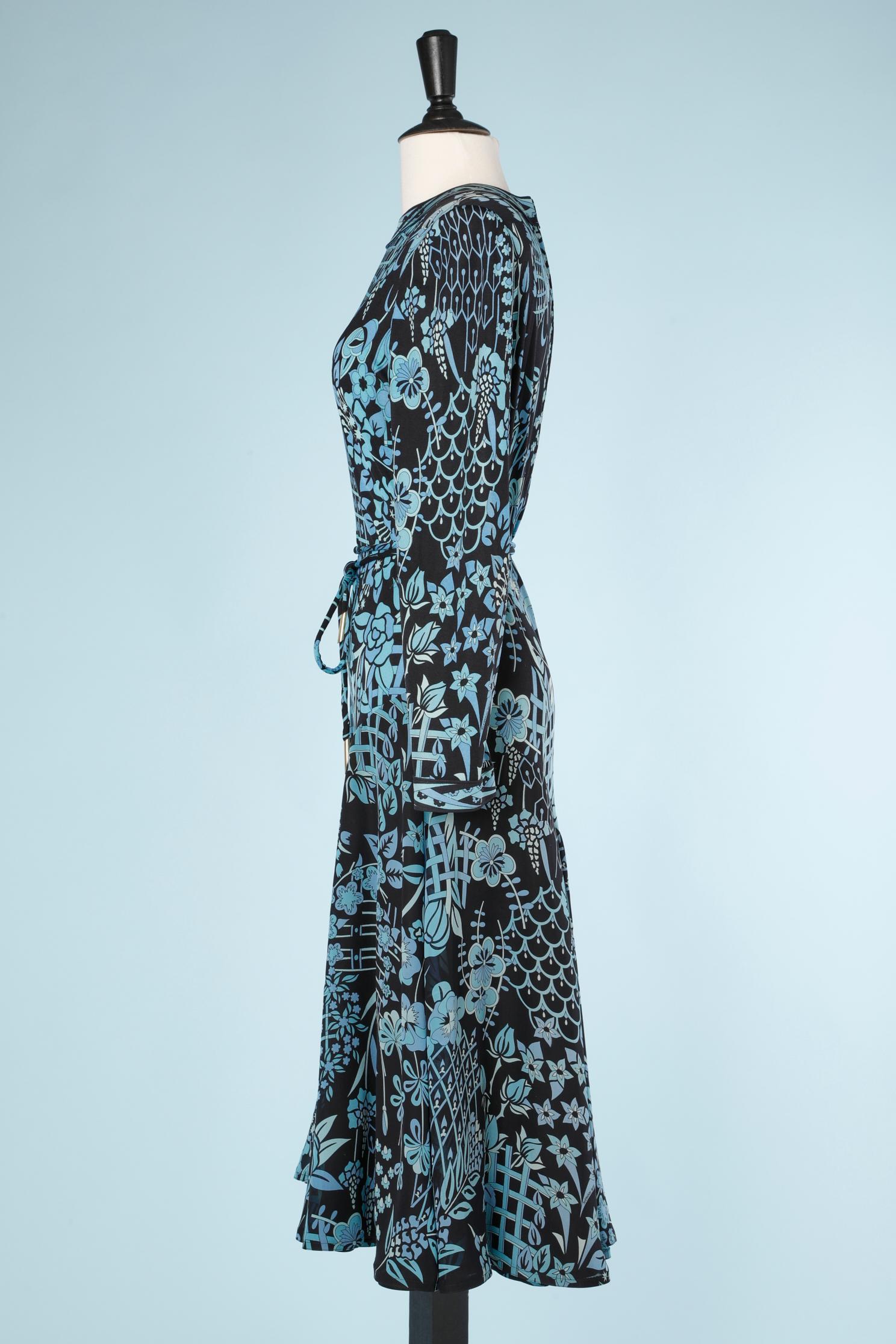 Women's Silk jersey and chiffon printed cocktail dress Averardo Bessi Circa 1960's For Sale