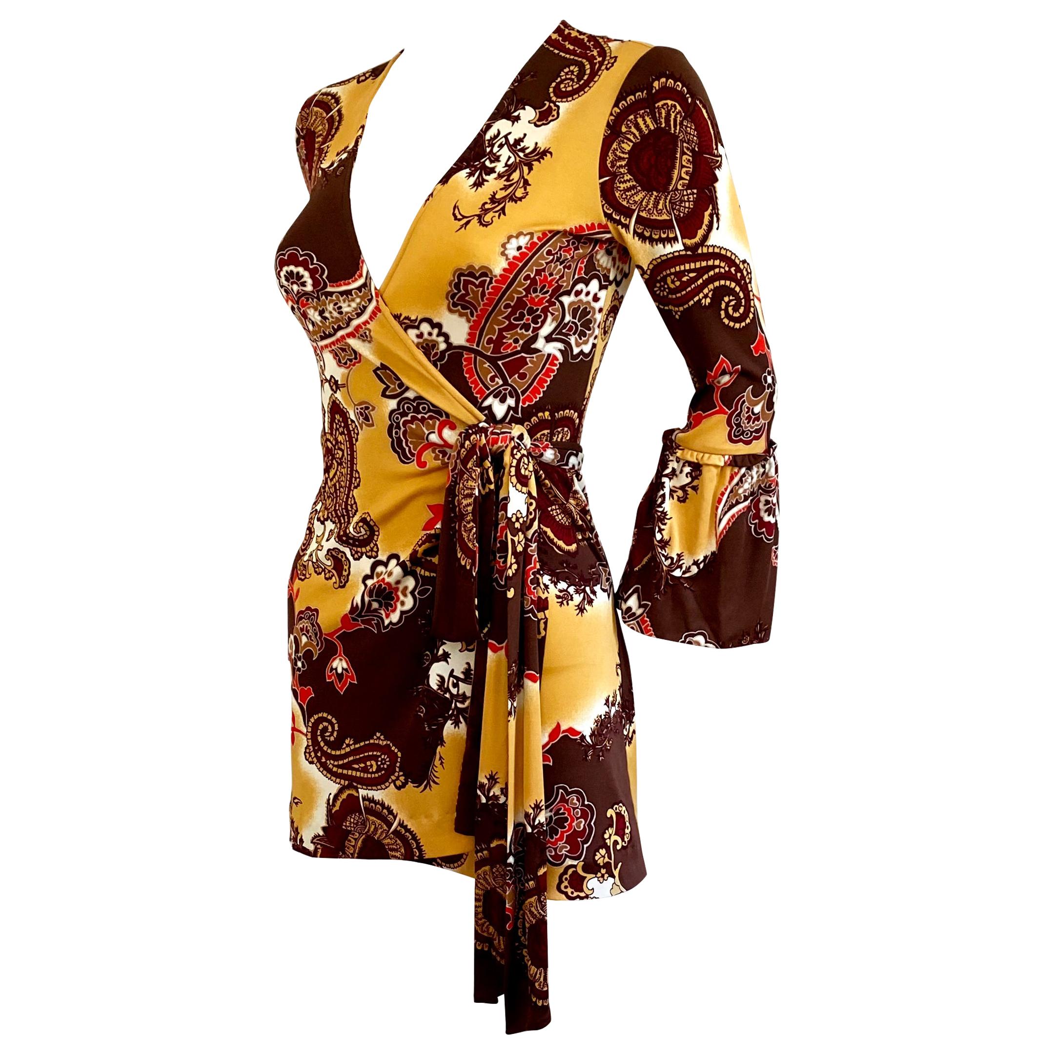Silk jersey Boho Sydney printed wrap dress FLORA KUNG - NWT  For Sale