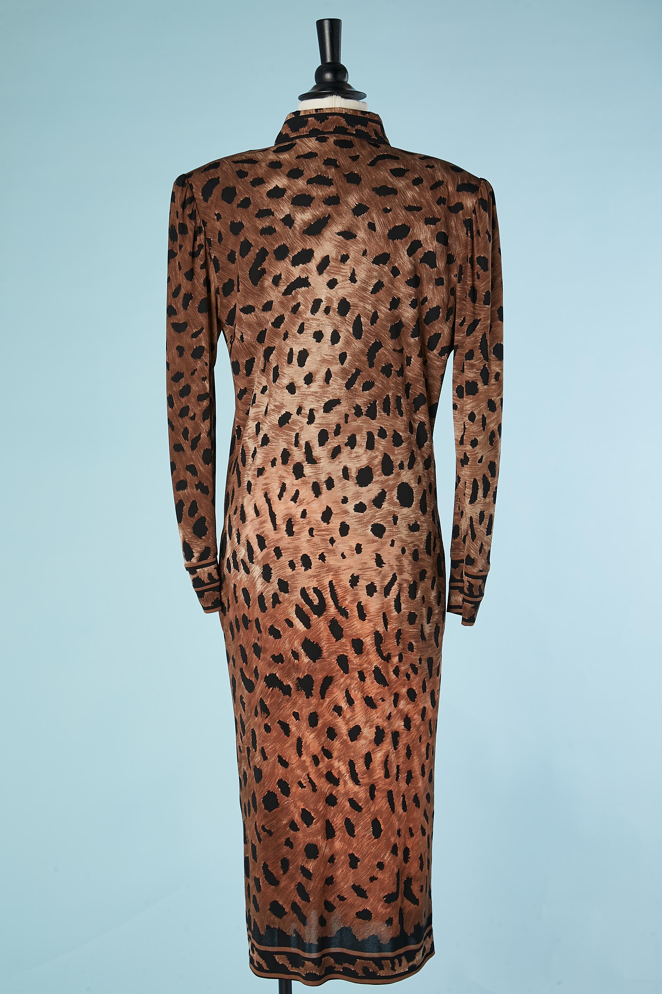Women's Silk jersey cocktail dress with leopard print Leonard Fashion  For Sale