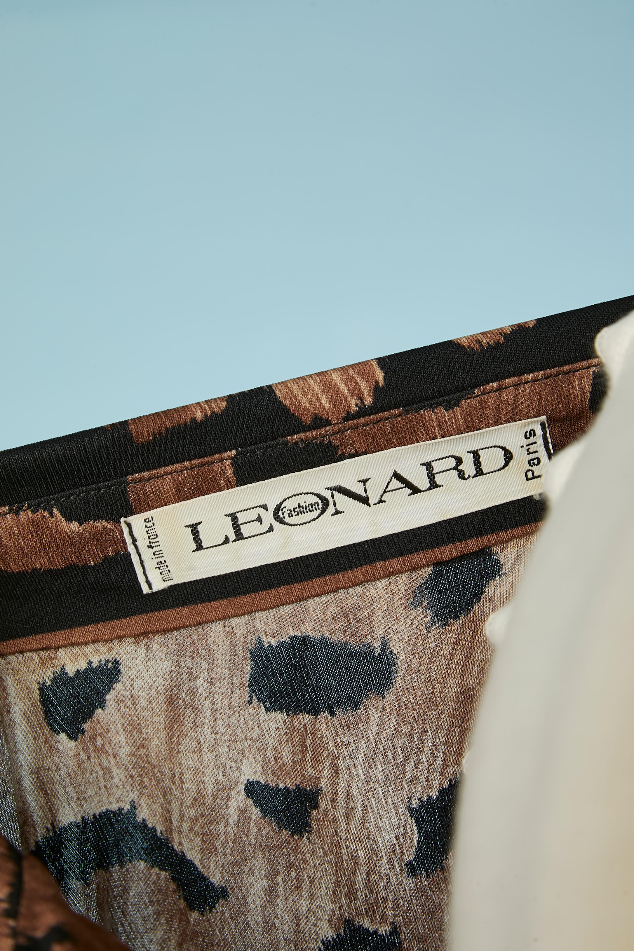 Silk jersey cocktail dress with leopard print Leonard Fashion  For Sale 1