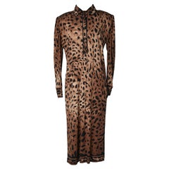 Leonard Fashion-Cocktailkleid aus Seidenjersey mit Leopardenmuster