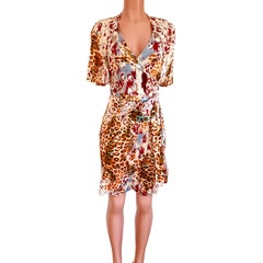 FLORA KUNG Silk Jersey jungle spots wrap dress - NWT