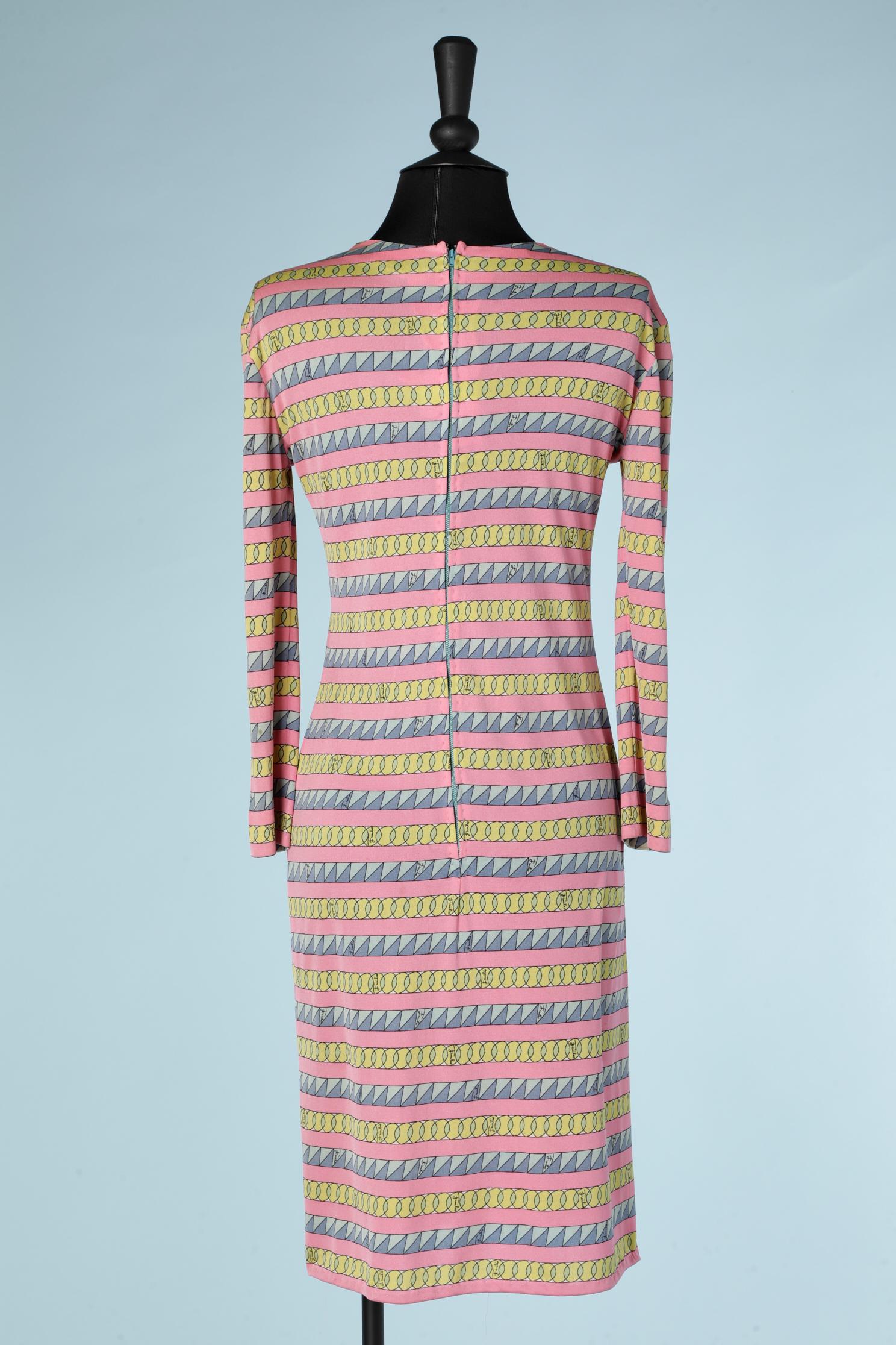 Bedrucktes Kleid aus Seidenjersey von Emilio Pucci  im Zustand „Gut“ im Angebot in Saint-Ouen-Sur-Seine, FR