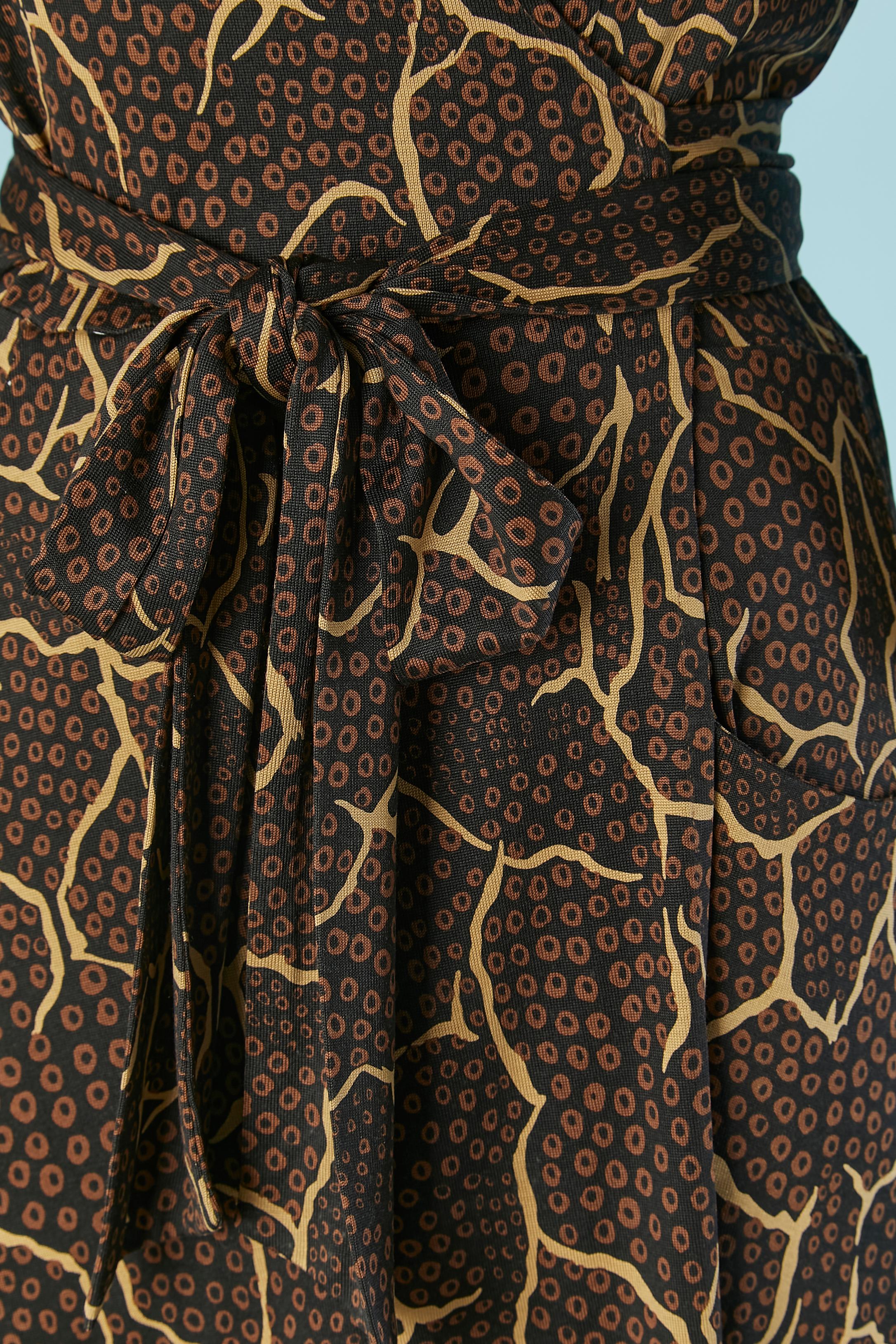 Black Silk jersey printed wrap dress DIANE Von FURSTENBERG New For Sale