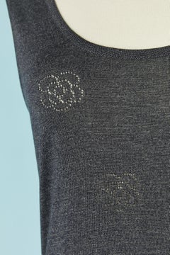 Silk jersey tank-top with see-through camelia pattern CHANEL BOUTIQUE