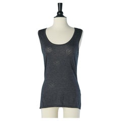 Silk jersey tank-top with see-through camelia pattern CHANEL BOUTIQUE