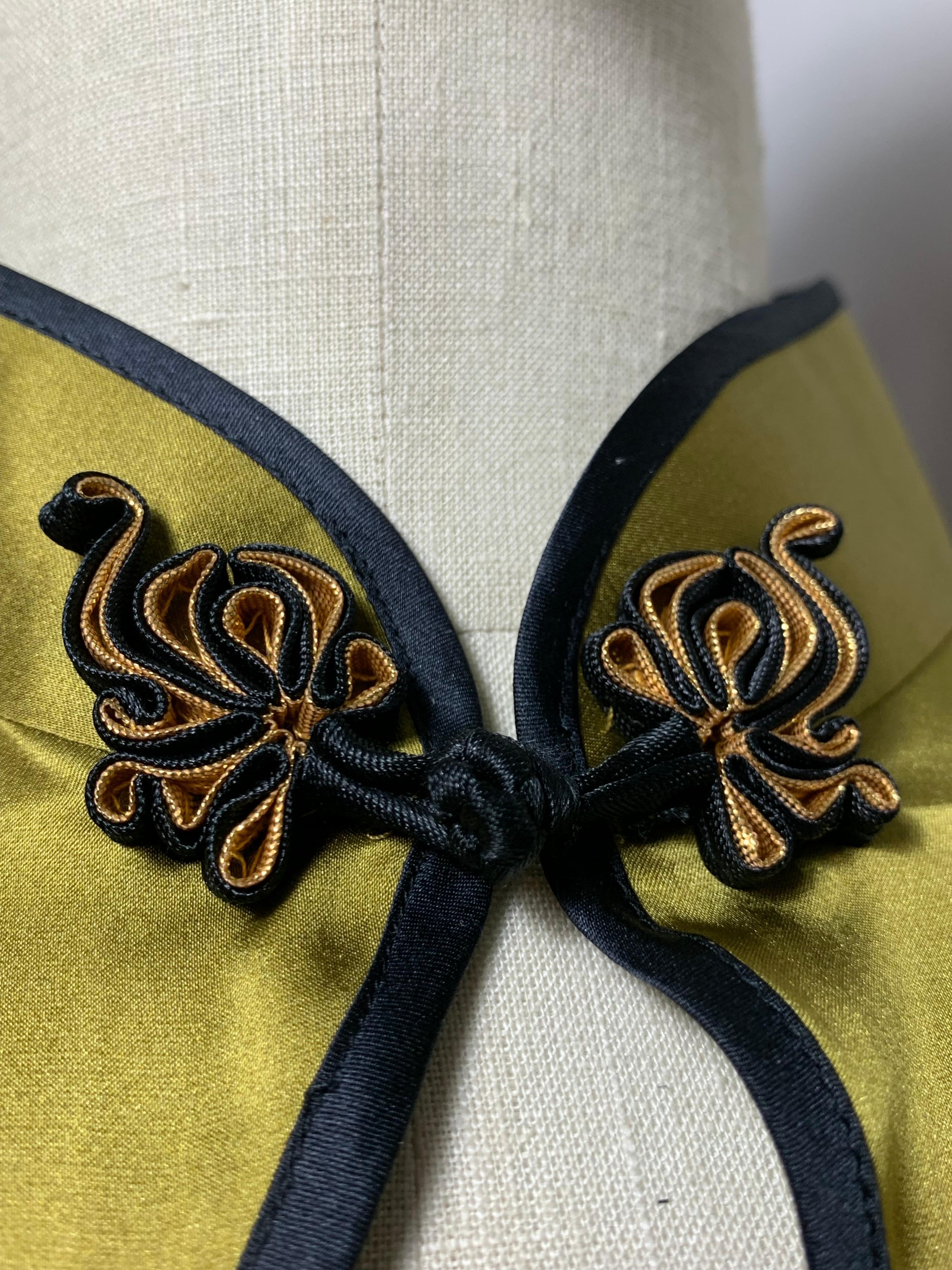 Silk Kaftan Dress w Hand-Painted Phoenix Bird Banded Keyhole Collar  For Sale 10