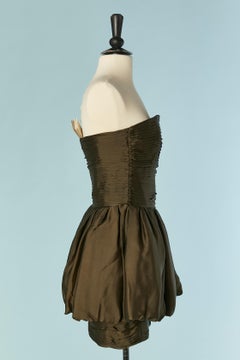 Abito da cocktail bustier a palloncino in seta color kaki di ALEXANDRE VAUTHIER