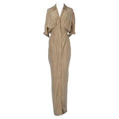 Silk kaki long dress Thierry Mugler