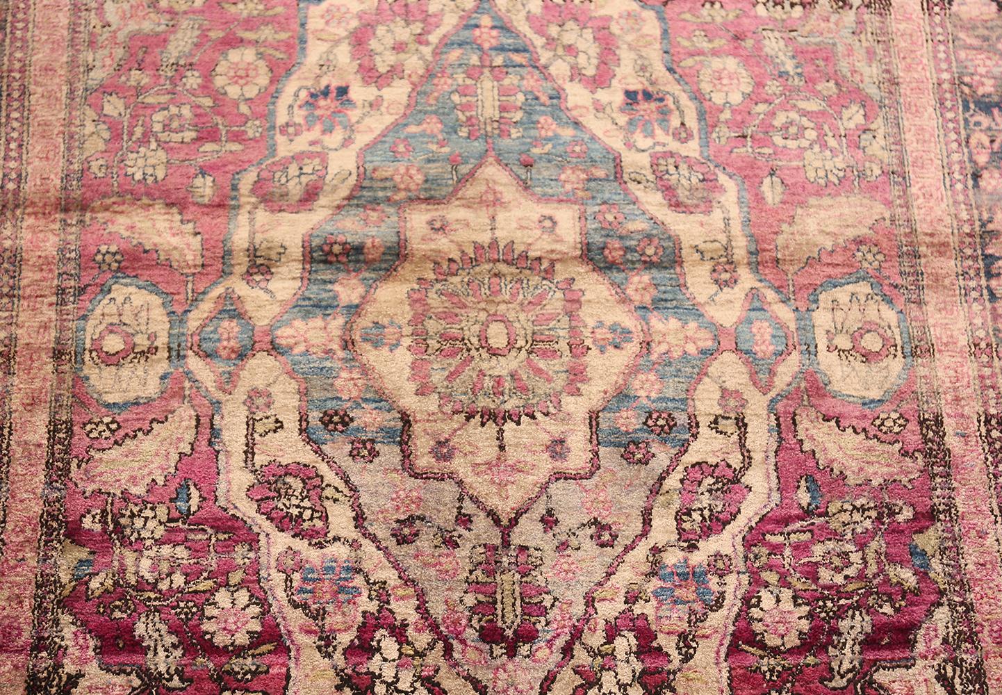 Hand-Knotted Silk Kashan Mohtashem Antique Persian Rug