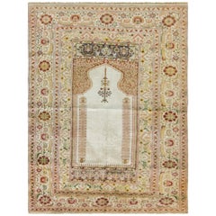 Antique Silk Kayseri Prayer Rug