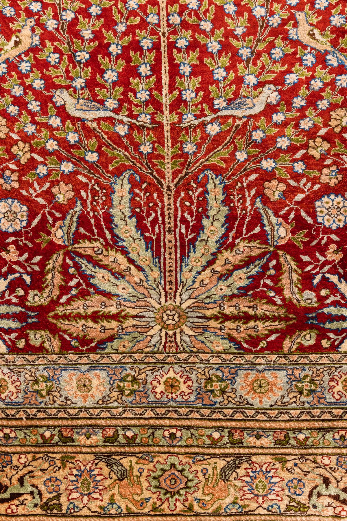 Hand-Knotted Silk Kayseri Rug For Sale