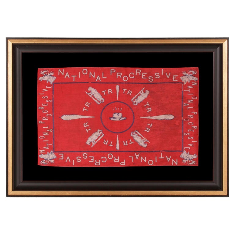 Silk Kerchief Made for the 1912 Campaign of Teddy Roosevelt, with Bears