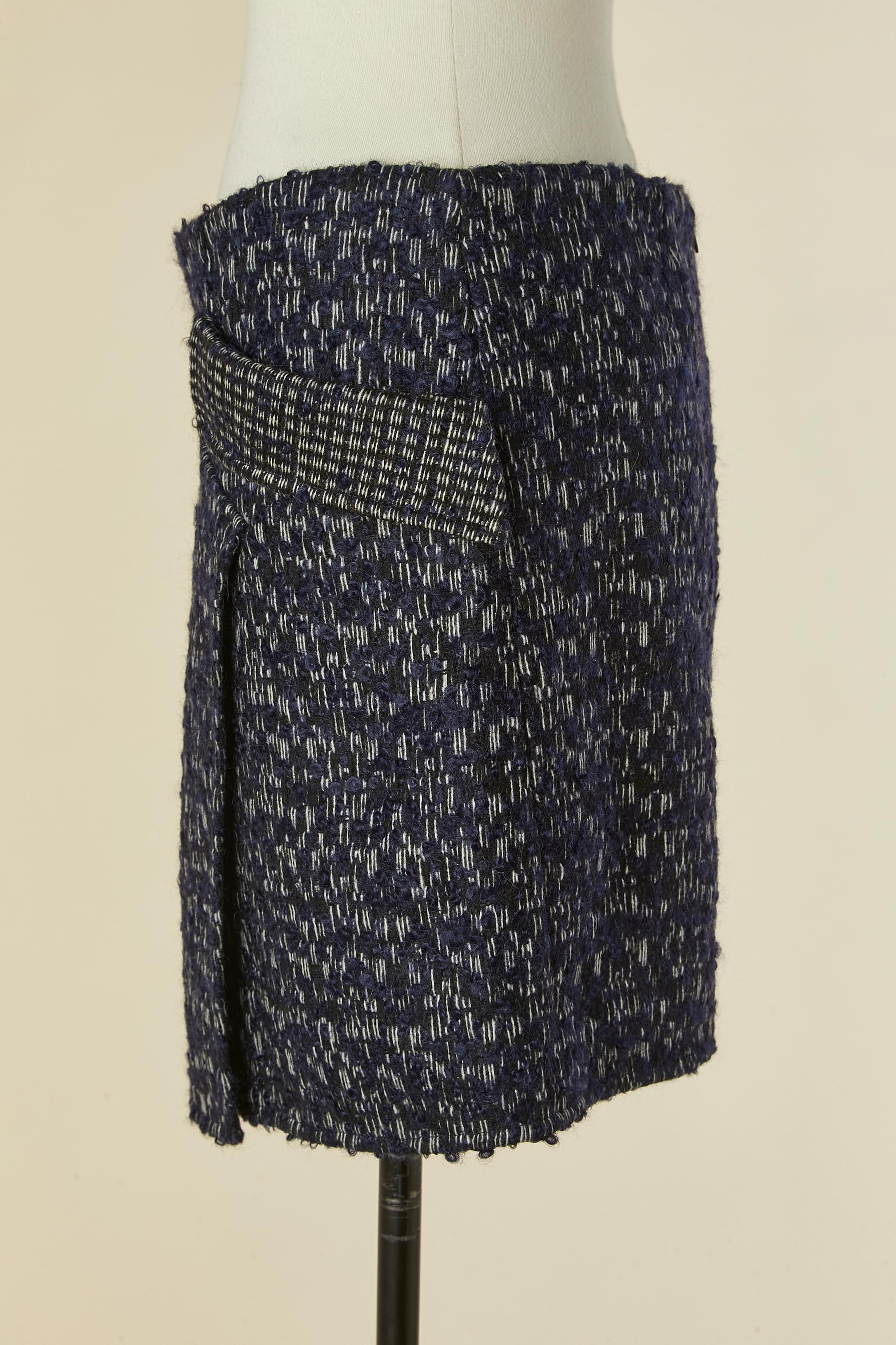 Noir Jupe portefeuille en maille de soie chinée Fendi en vente