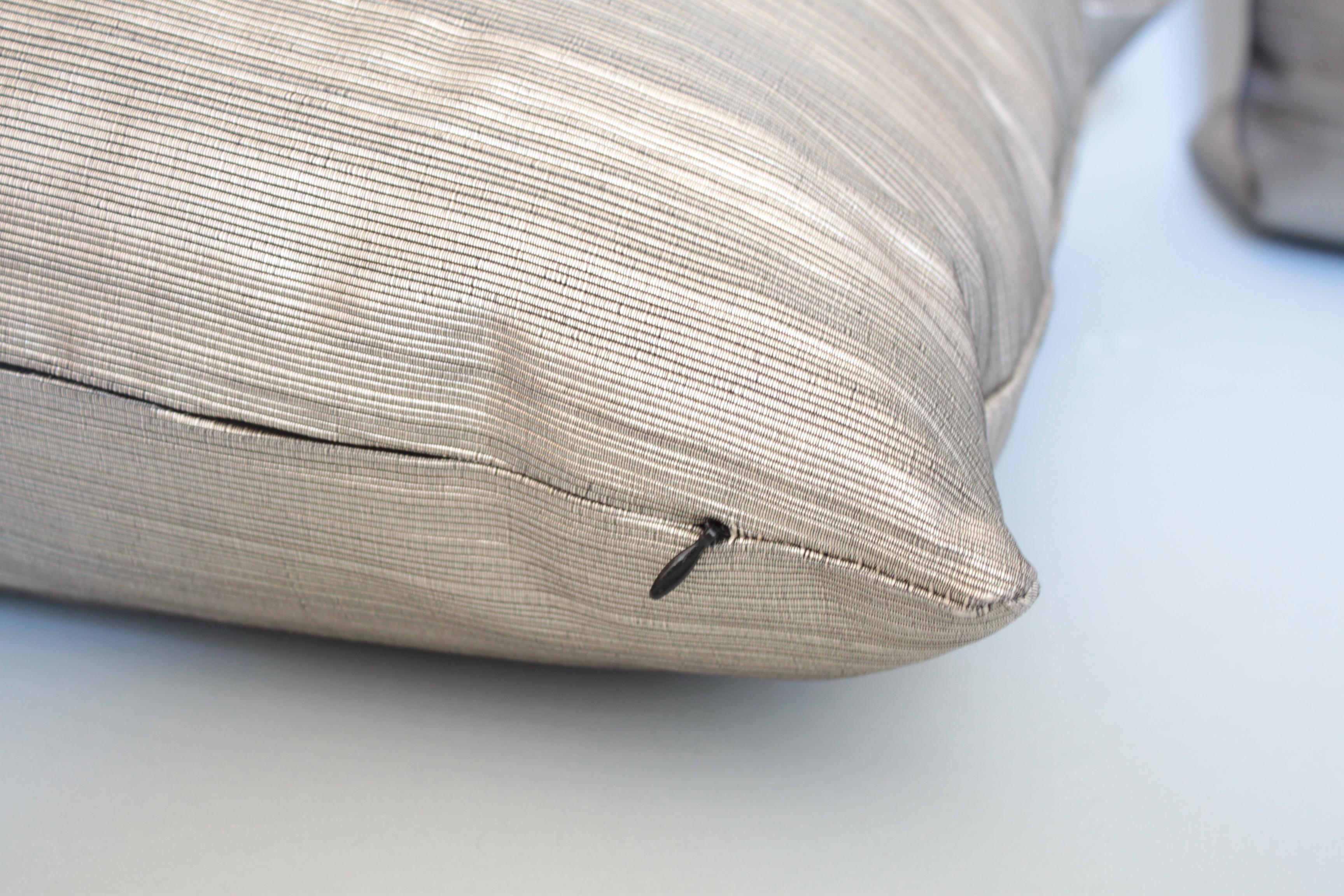 Contemporary Silk & Leather Pillows
