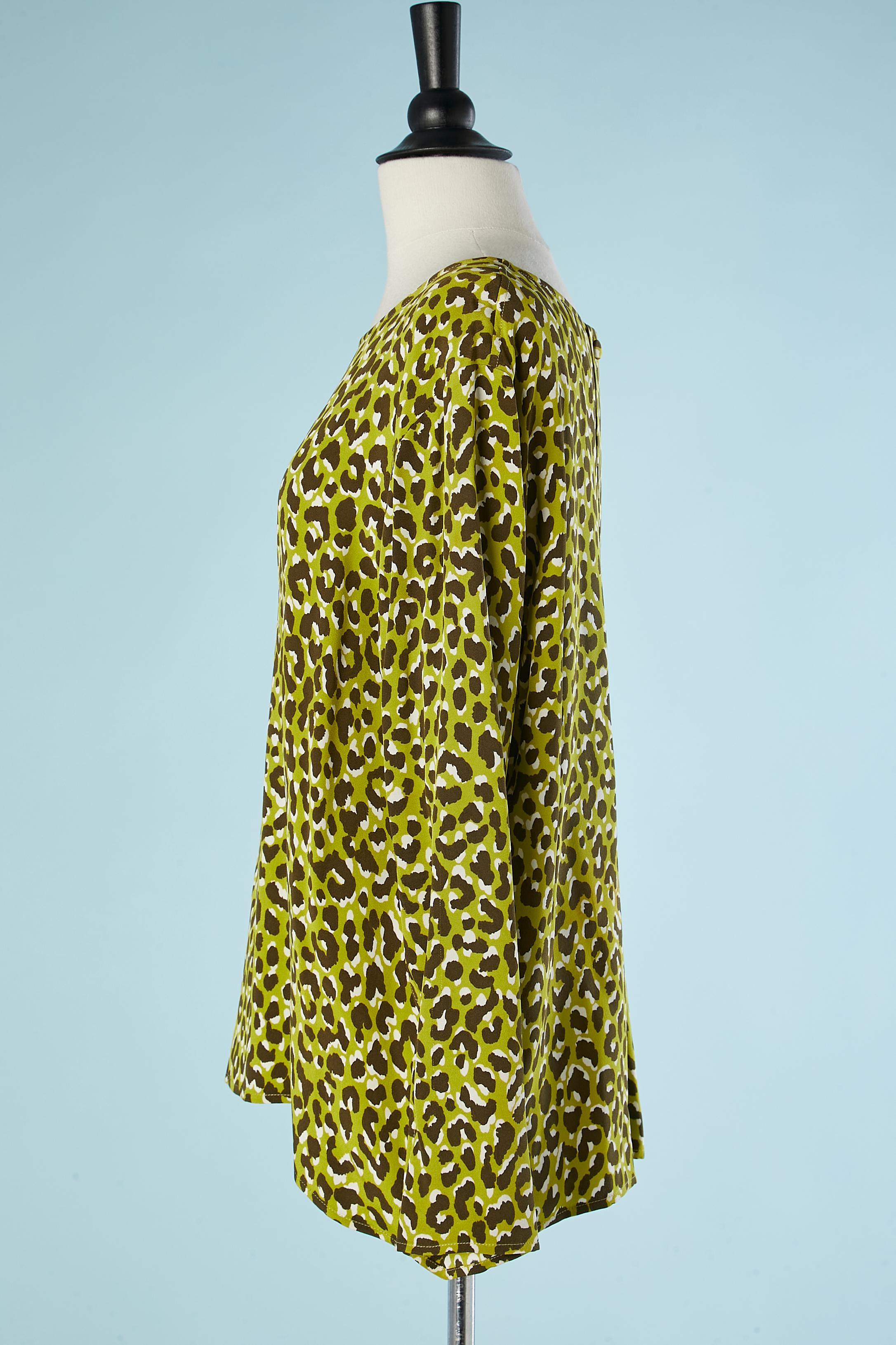 Brown Silk leopard printed blouse Yves Saint Laurent Rive Gauche  For Sale