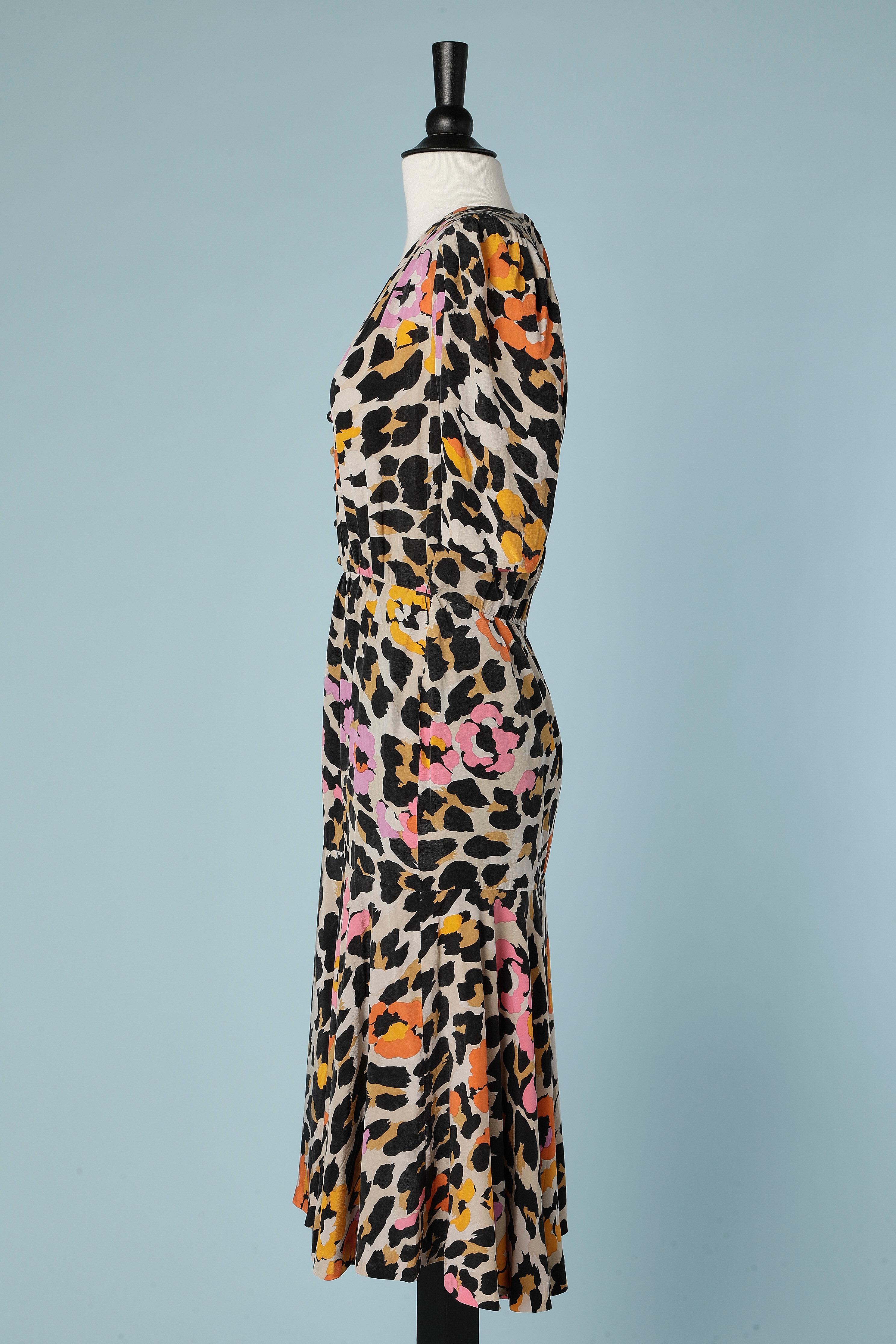 Women's Silk leopard printed cocktail dress Jean-Louis Scherrer Boutique  For Sale