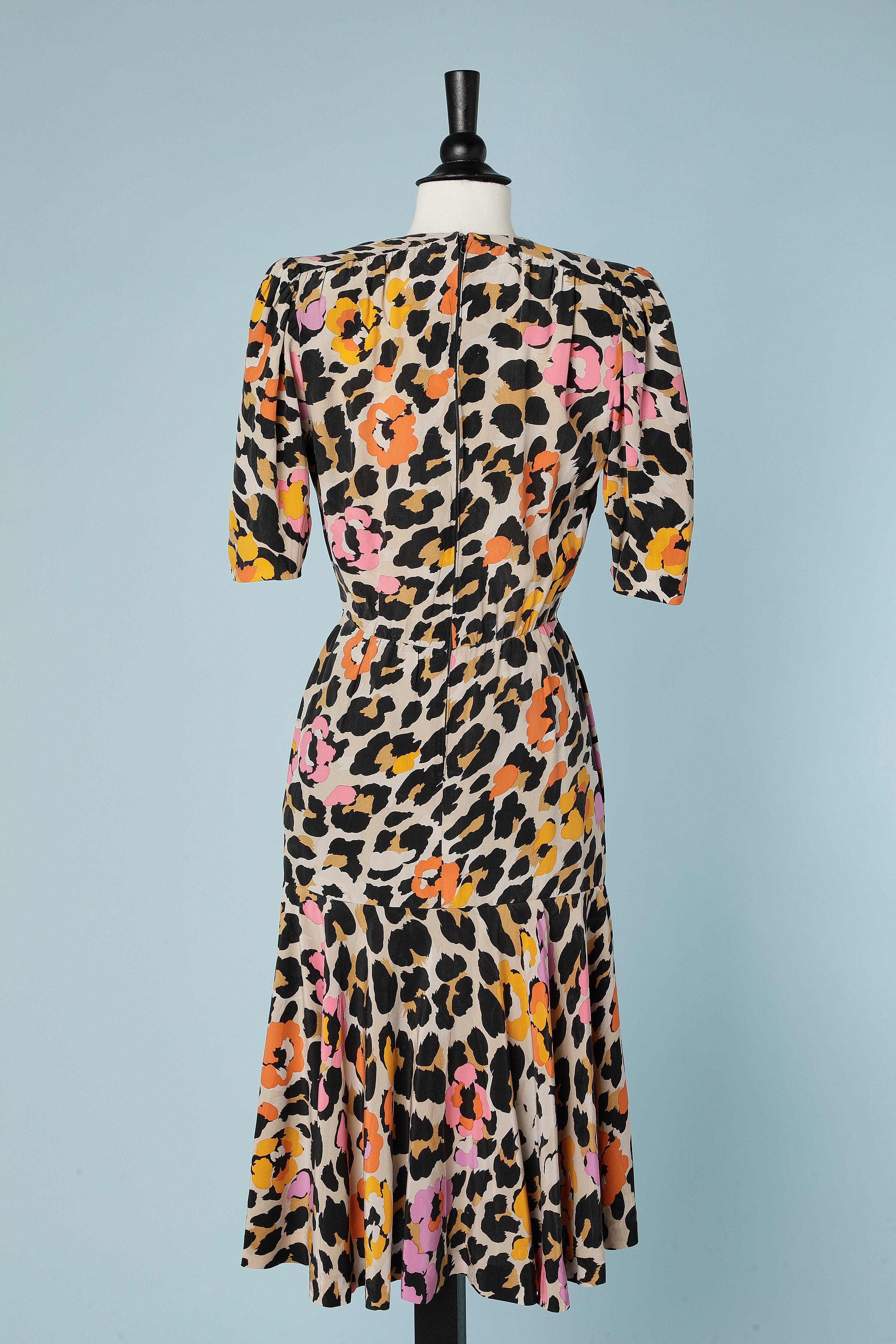 Silk leopard printed cocktail dress Jean-Louis Scherrer Boutique  For Sale 1
