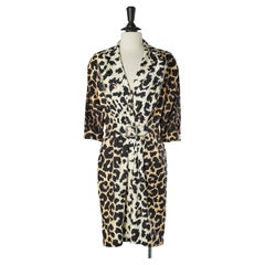 Silk leopard printed dress with metallic buckle in the front Thierry Mugler