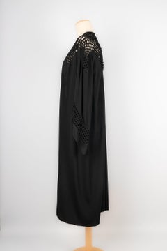 Silk Long Black Openwork Coat, 1940s