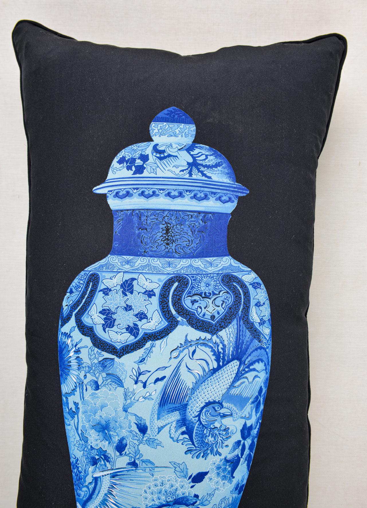 Other Silk Long Cushion with Chinese Vase For Sale