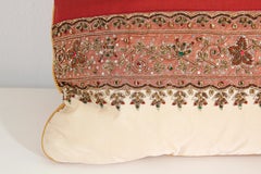 Silk Lumbar Pillow Embellished with Beads, India