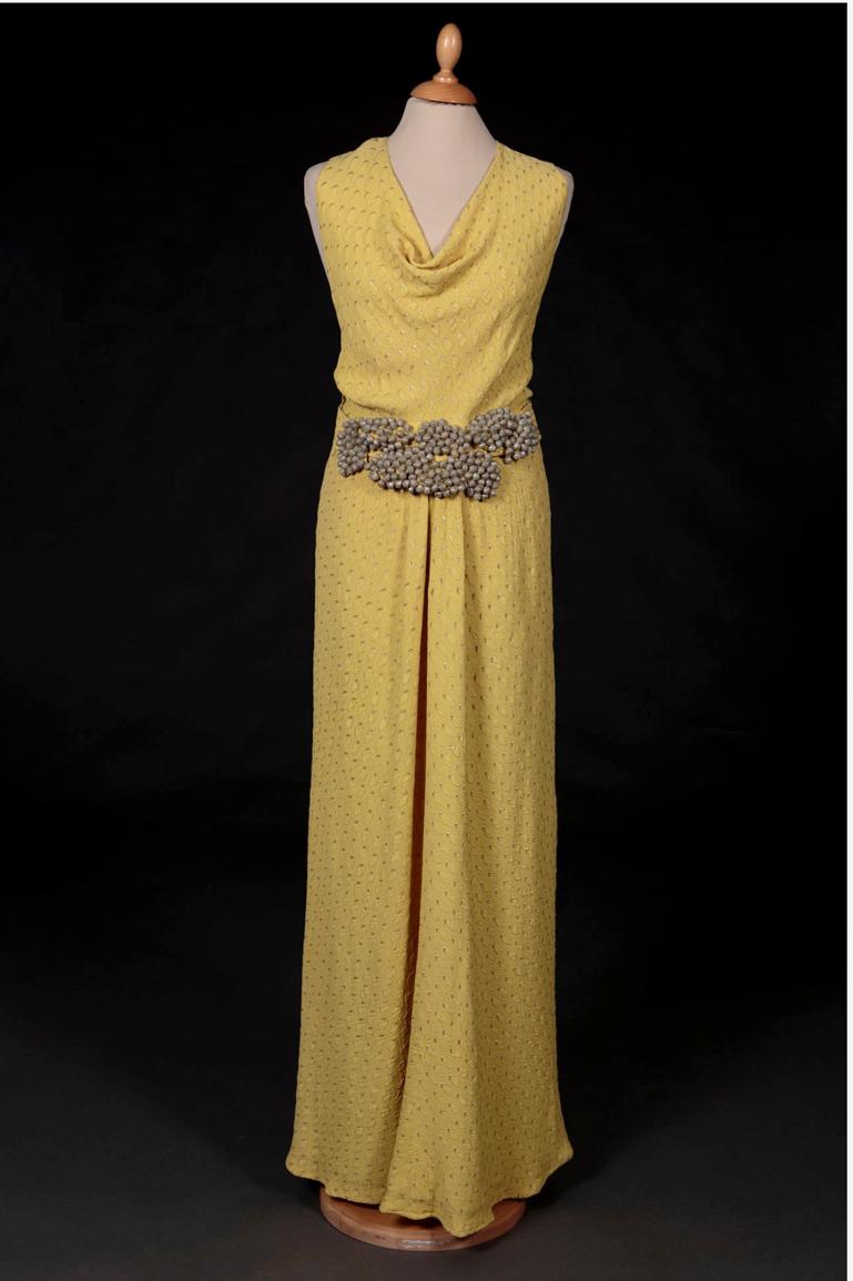 Abendkleid aus Seide und Lurex-Jacquard „Myrtille“, Jeanne Lanvin zugeschrieben 1936  im Angebot 3