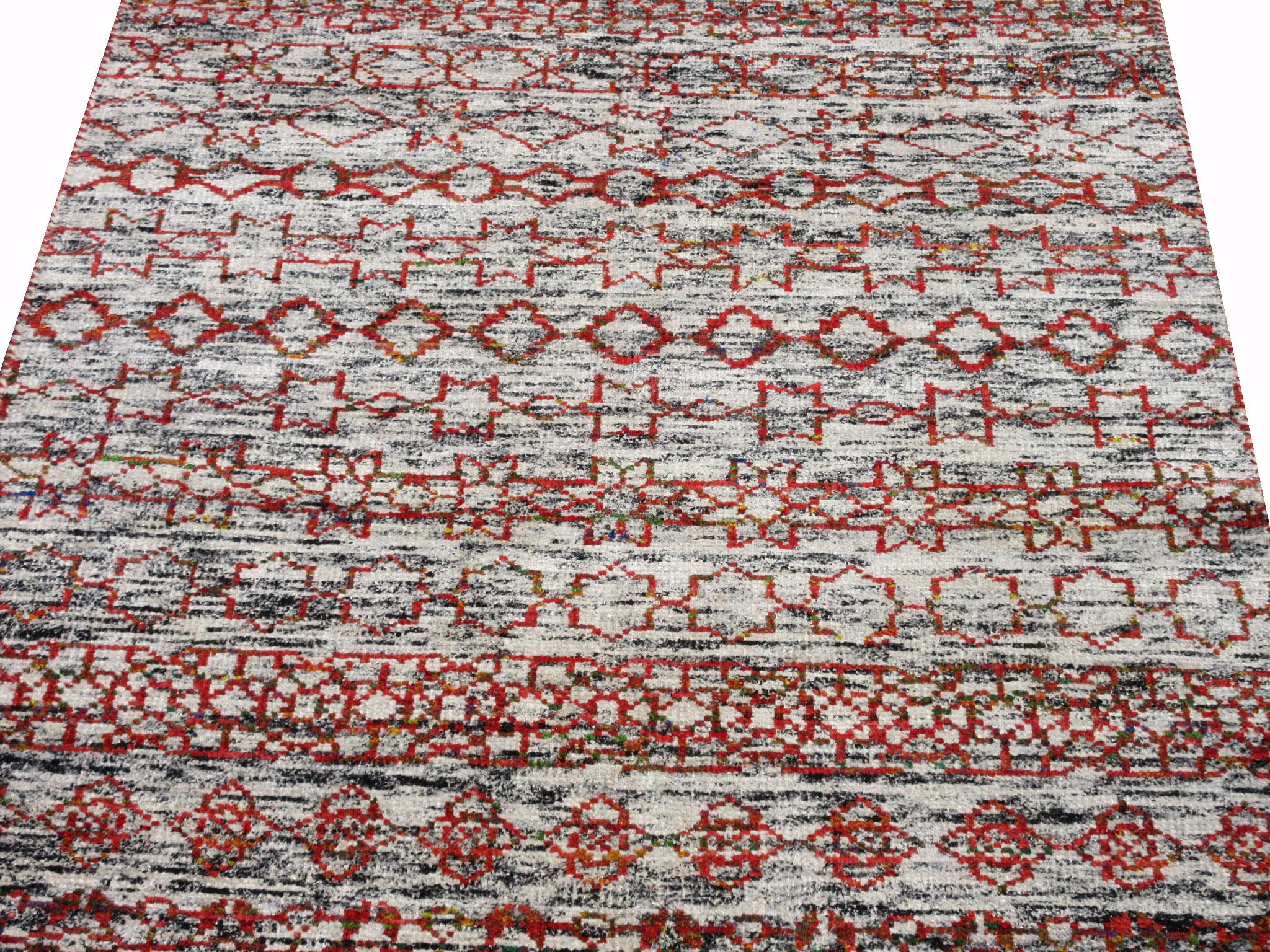 Hand-Knotted Silk Modern Moroccan For Sale