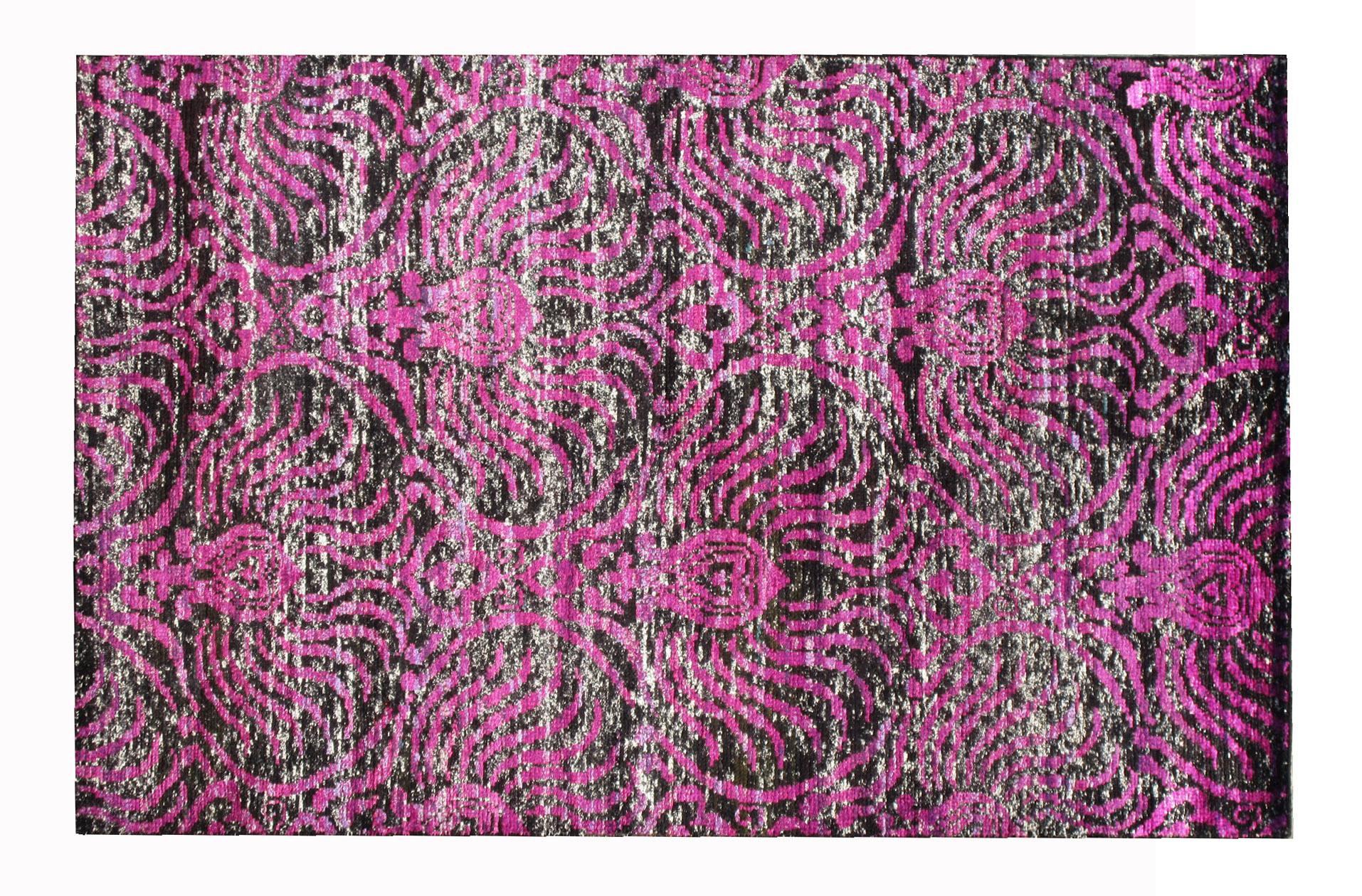 Hand-Knotted Silk Modern Rug For Sale