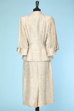 Silk mohair worsted skirt-suit with pleated sleeves Lilli Ann of San Francisco