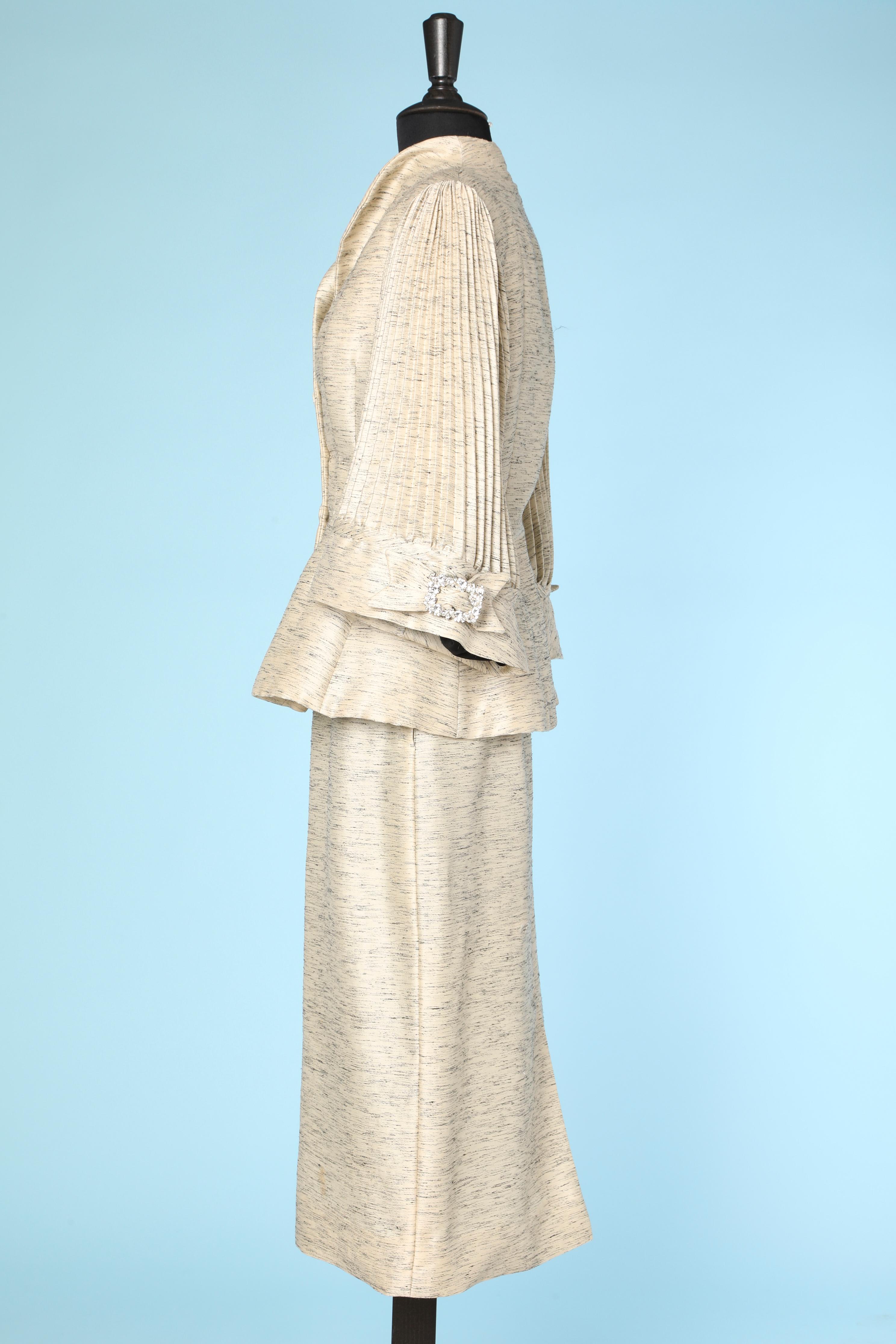 Silk mohair worsted skirt-suit with pleated sleeves Lilli Ann of San Francisco  For Sale 1