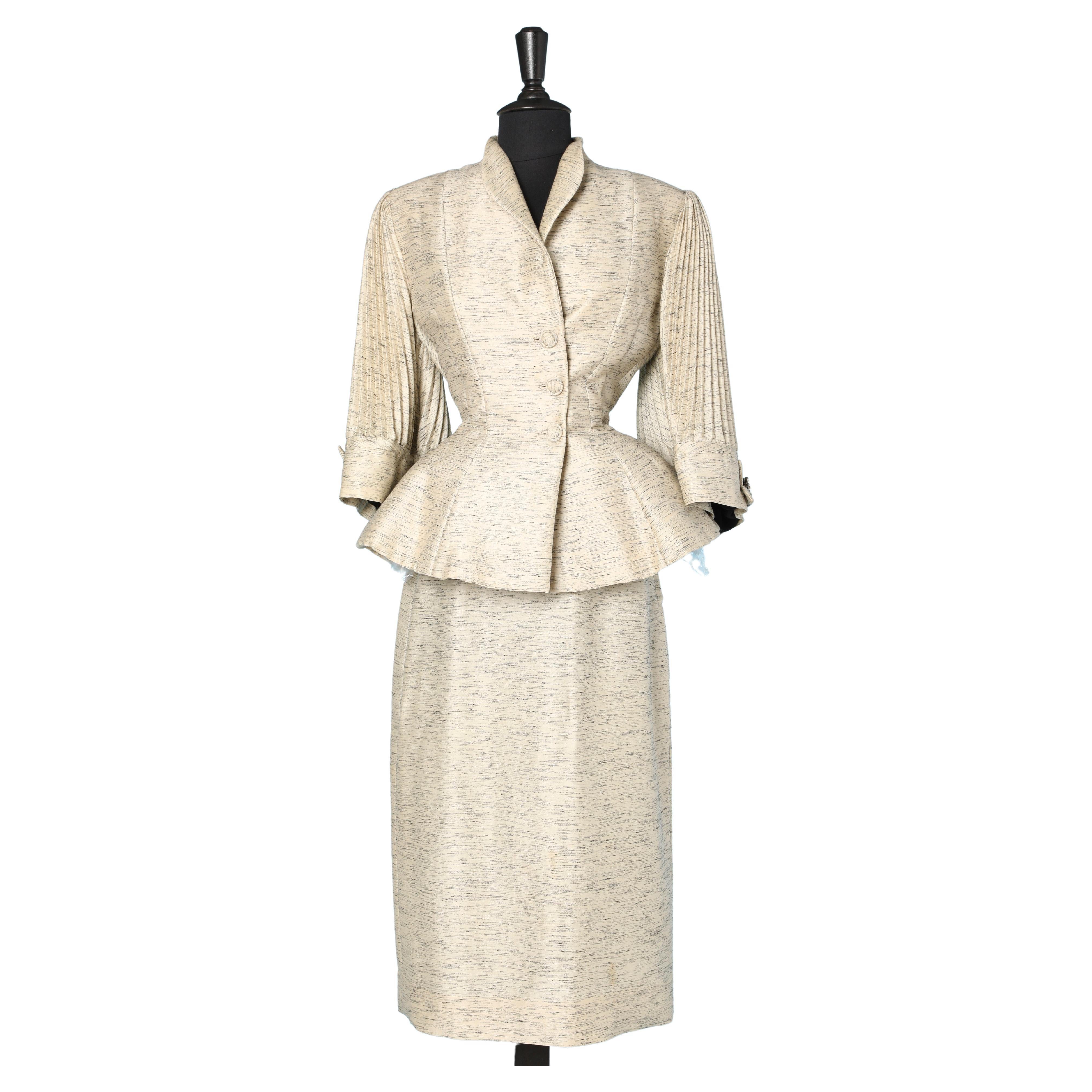 Silk mohair worsted skirt-suit with pleated sleeves Lilli Ann of San Francisco  For Sale