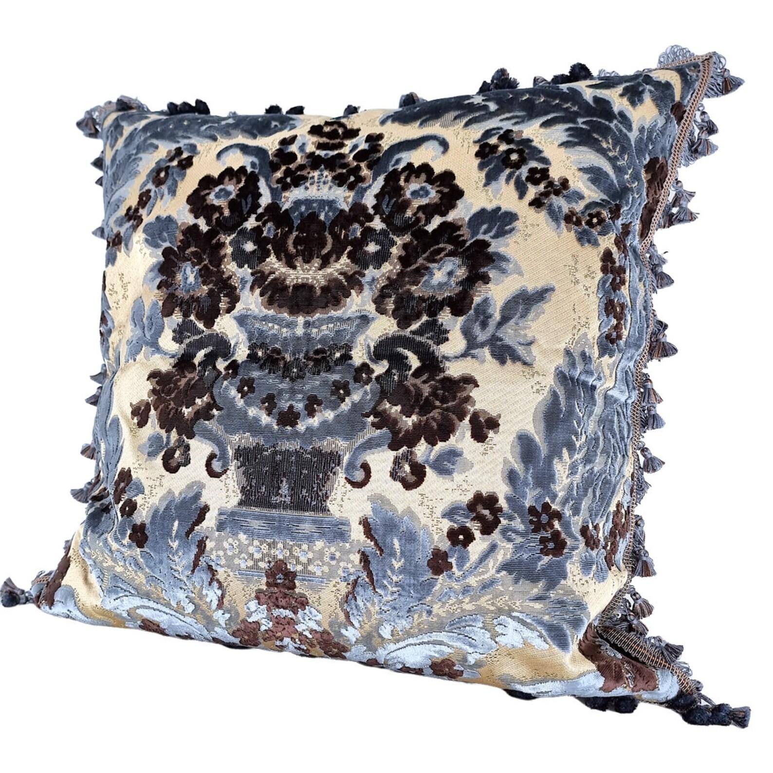 Italian Silk Multi-Coloured Velvet Pillow Case Luigi Bevilacqua Giardino Antico Pattern For Sale