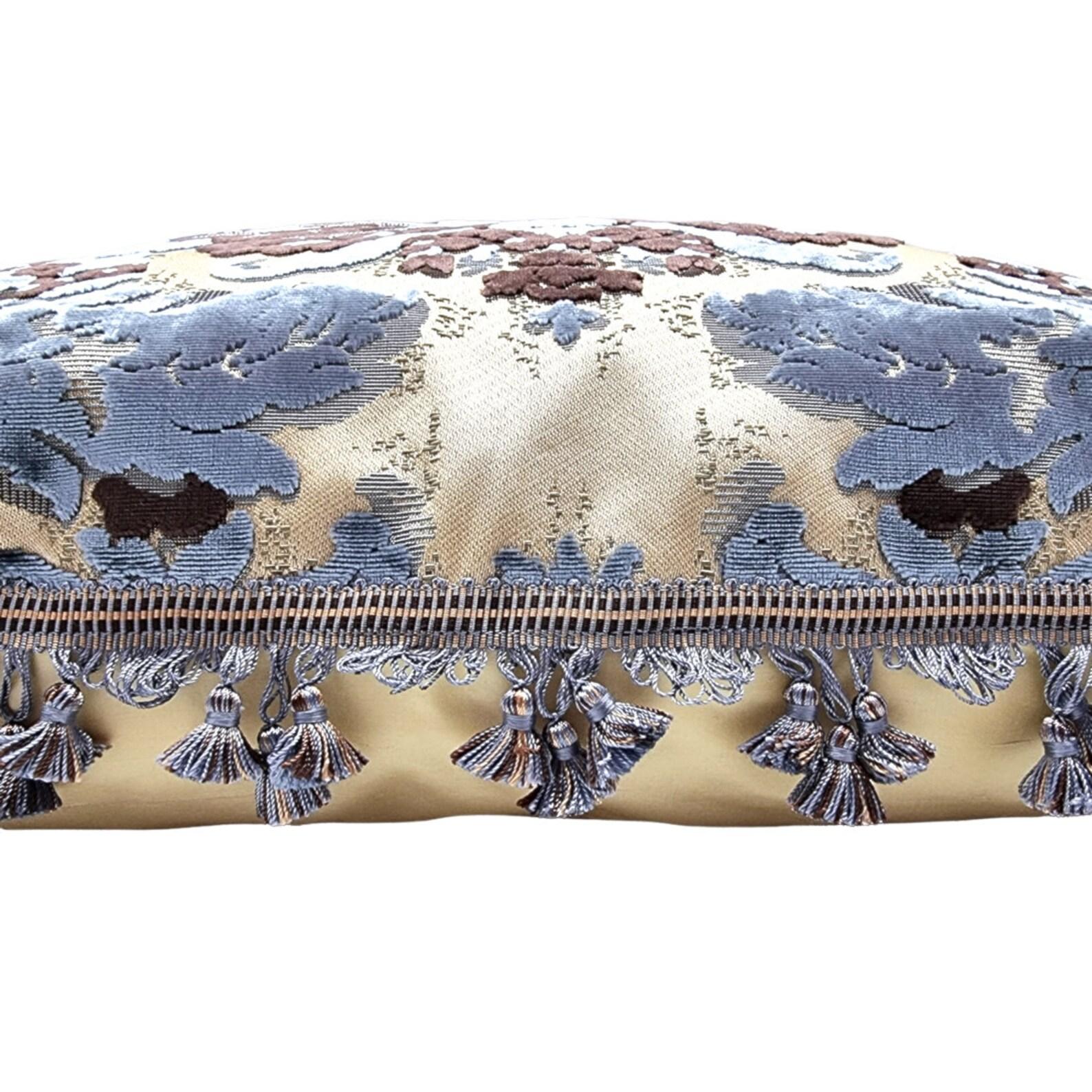 Hand-Crafted Silk Multi-Coloured Velvet Pillow Case Luigi Bevilacqua Giardino Antico Pattern For Sale