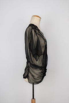 Silk Muslin with Black Lace Vintage Top