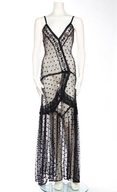 Silk Net and Lace Edwardian Sheer Black Gown