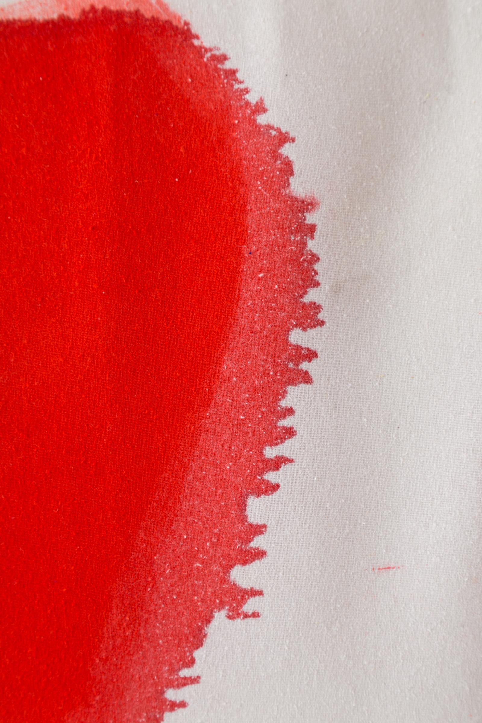 Garniture de tissu pour rideaux Amoeba rouge en soie à teinte unique peinte à la main en vente 1