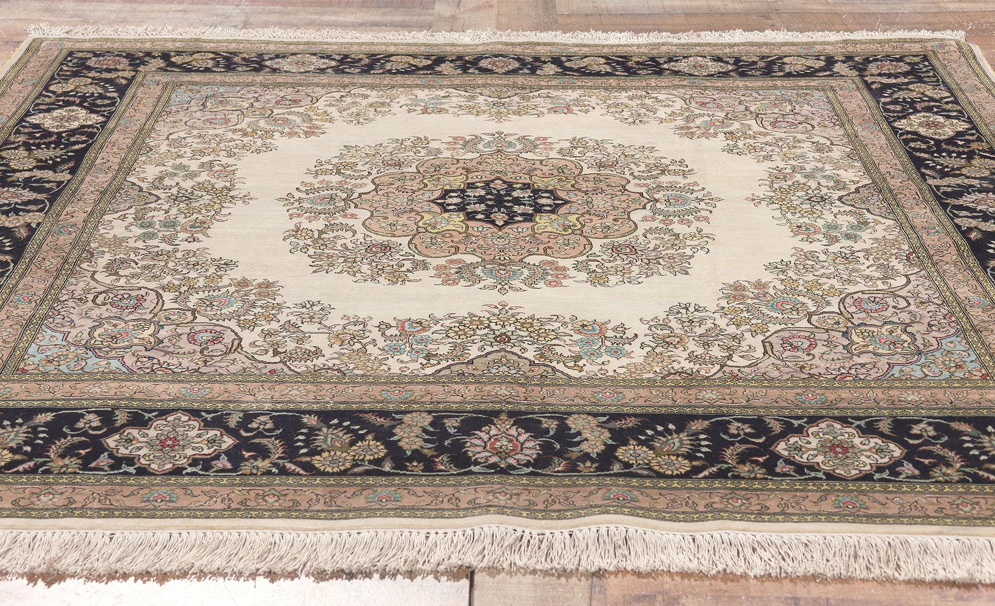 Silk on Silk Vintage Turkish Kayseri Rug Timeless Decadence For Sale 3