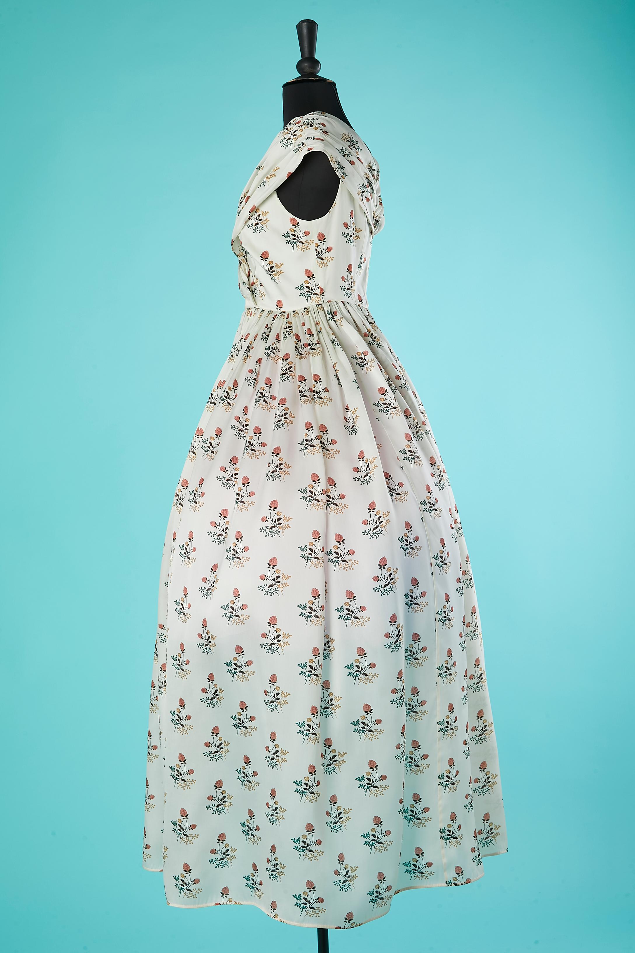 Women's Silk organza long dress with flowers print and wrap on the bust Christian Dior 
