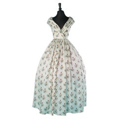 Silk organza long dress with flowers print and wrap on the bust Christian Dior