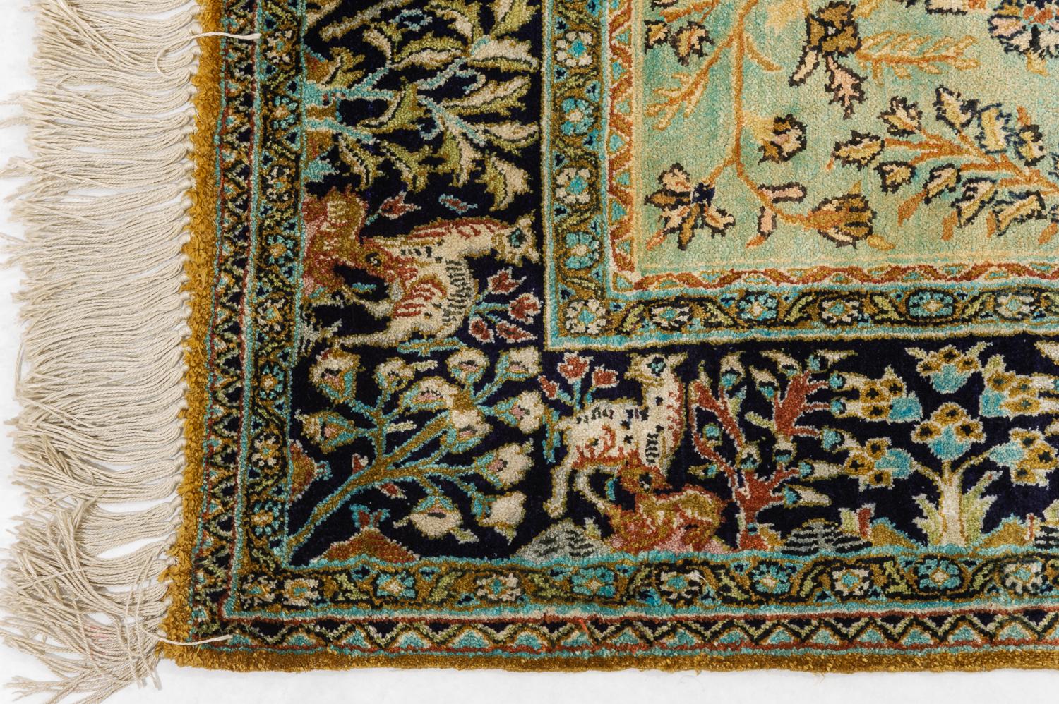Central Asian Silk Oriental Carpet For Sale