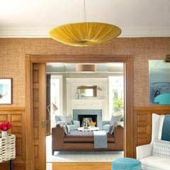 Silk over Metal "Stand By" Pendant Lamp 30 in / 76 cm