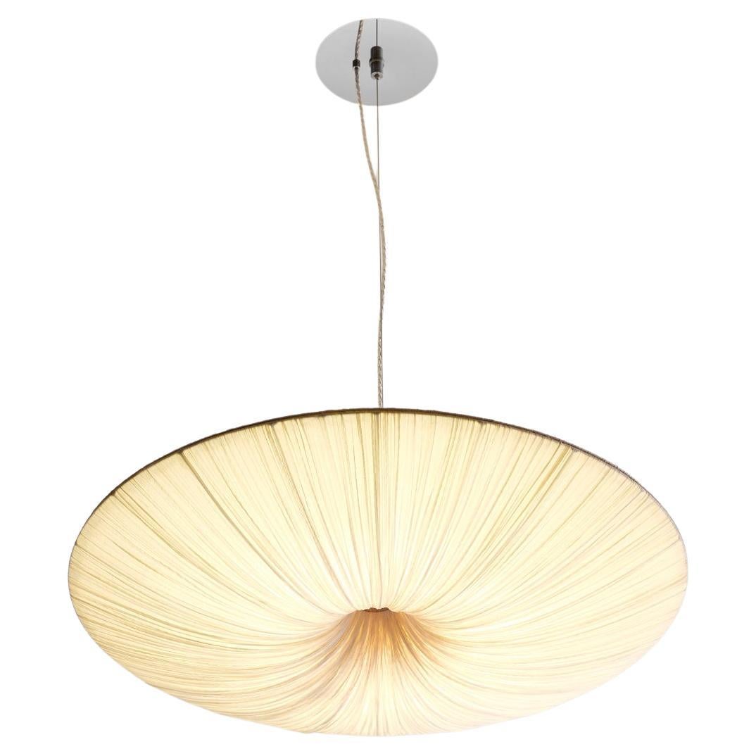 Silk over Metal "Stand By" Pendant Lamp 30 in / 76 cm For Sale