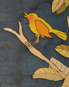 Silk Painting Depicting a Bird, 20th Century.